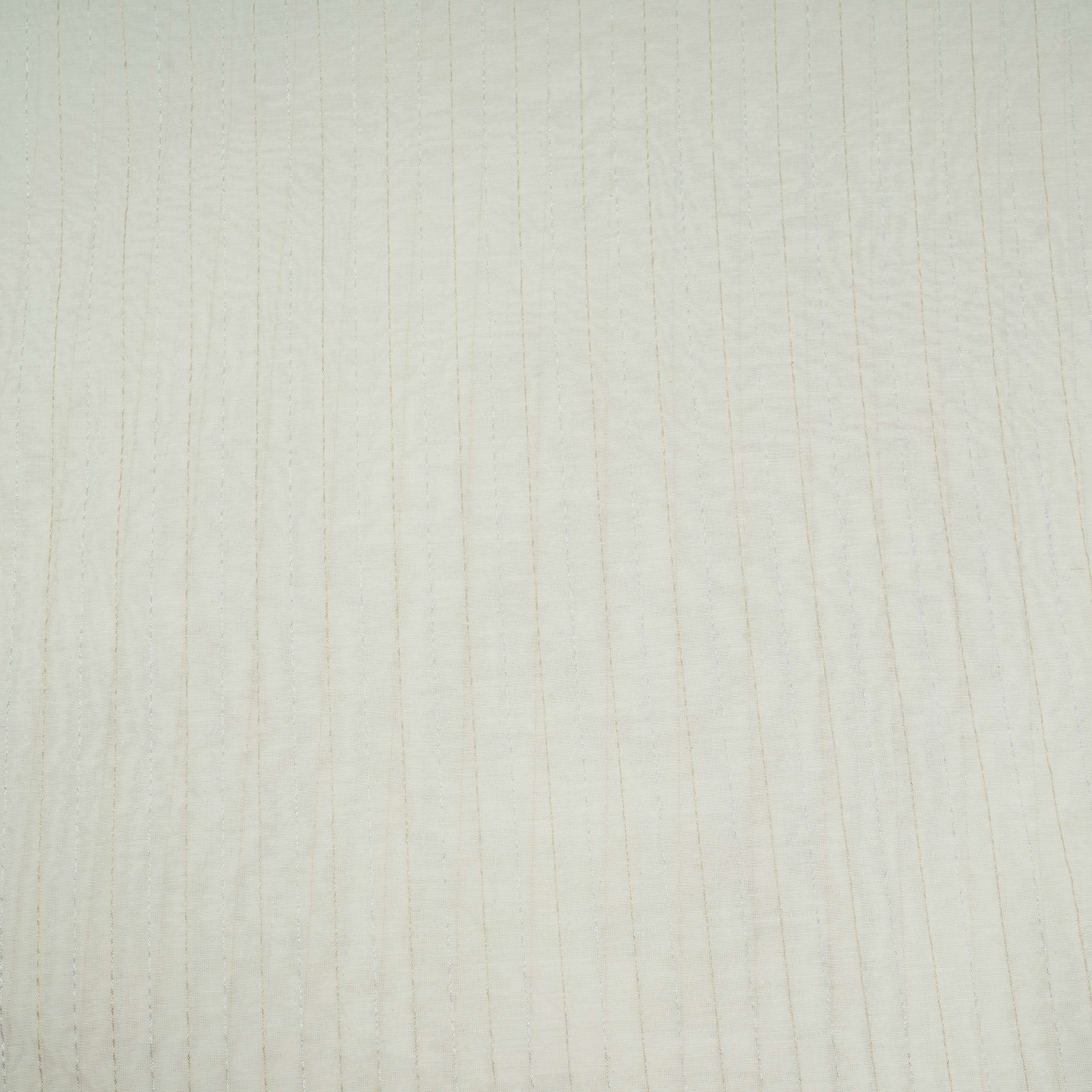 Off White Dyeable Silver Stripes Tissue Fabric AC-32446