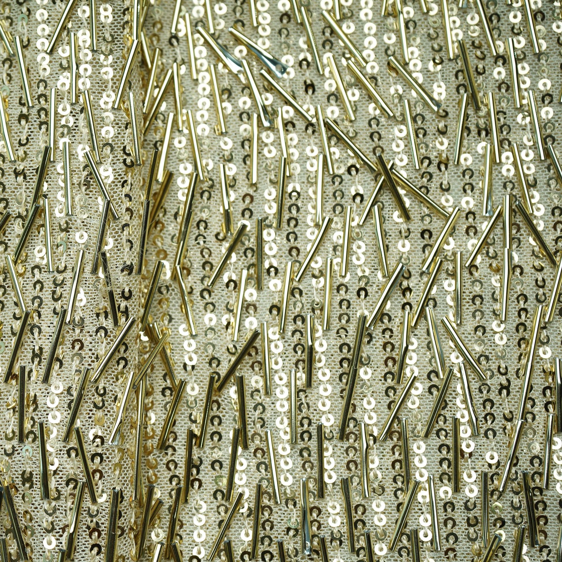 Golden 3D Hanging Tassles Power Net Fabric 18798