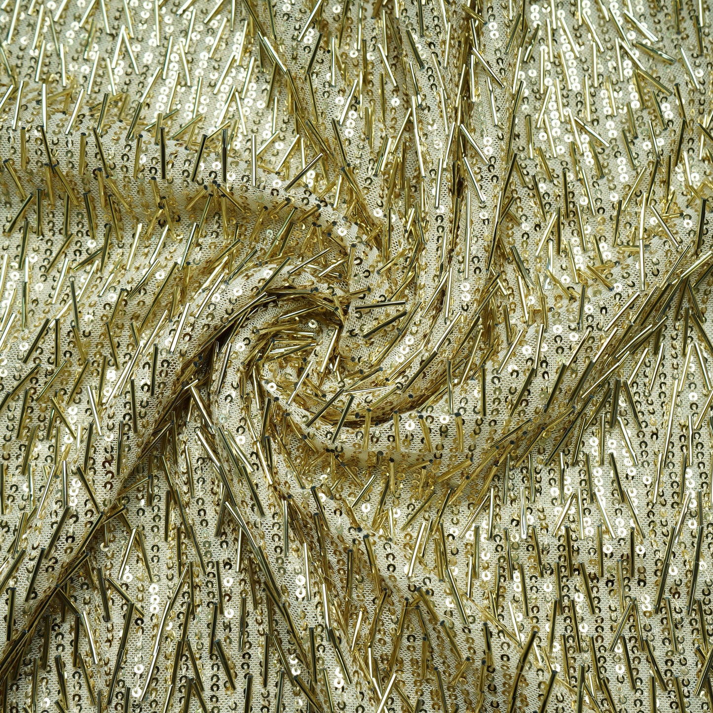 Golden 3D Hanging Tassles Power Net Fabric 18798