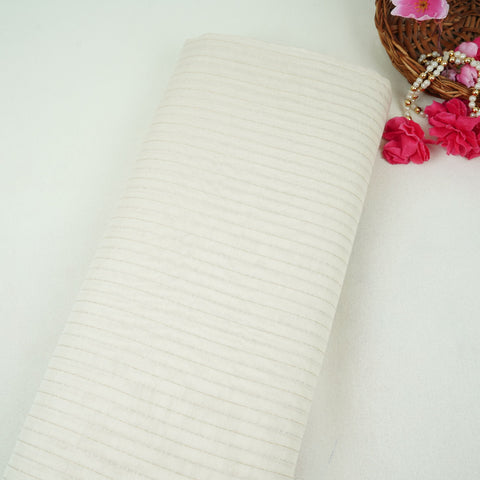 Off White Dyeable Silver Stripes Tissue Fabric AC-32446
