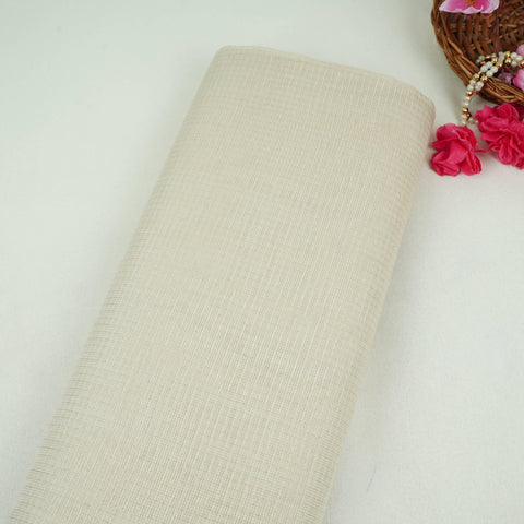 Off White Dyeable Checks Tissue Fabric AC-32451