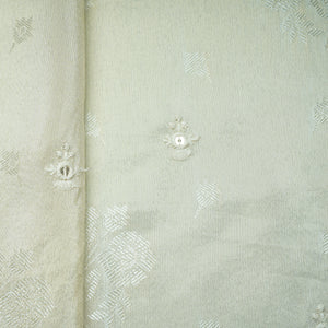 Dull Gold Thread Sequins Border Embroidery Viscose Tissue Fabric 15891