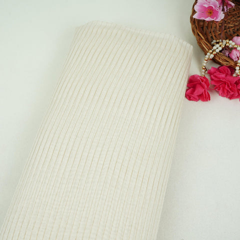 Off White Dyeable Silver Stripes Tissue Fabric AC-32449