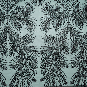Black Rice Beads Sequins Embroidery Net Fabric 17917