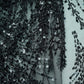 Black Rice Beads Sequins Embroidery Net Fabric 17917