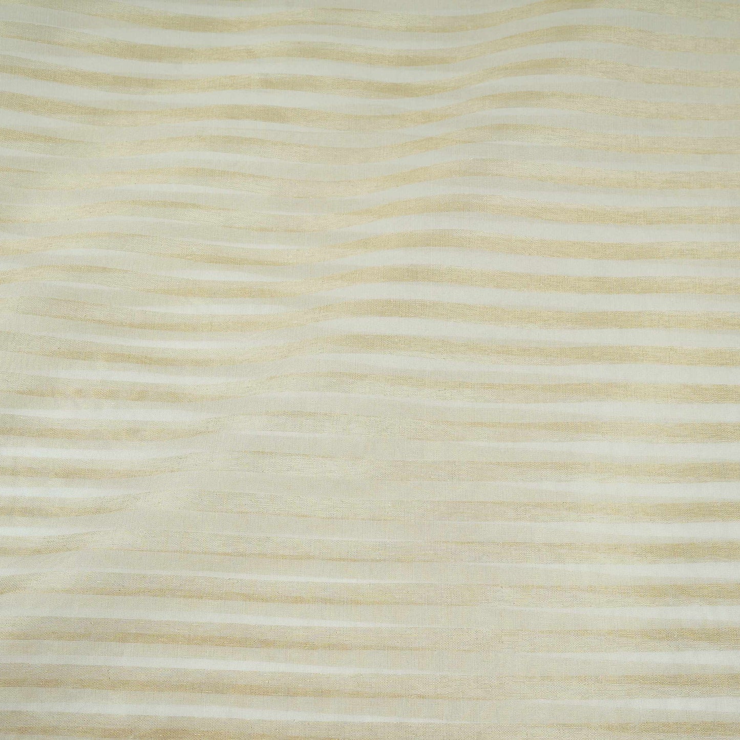 Off White Dyeable Golden Stripes Tissue Fabric AC-32447