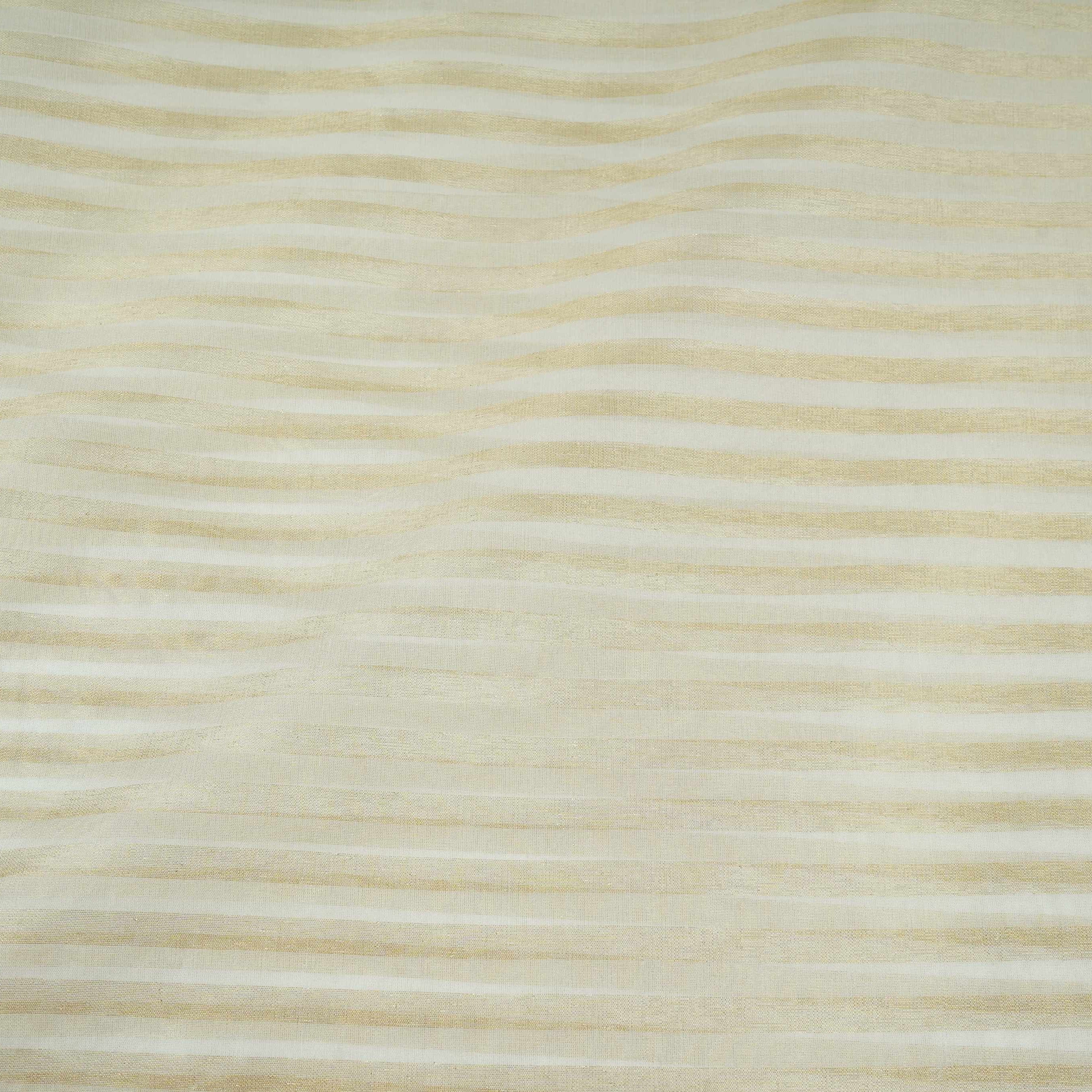 Off White Dyeable Golden Stripes Tissue Fabric AC-32447