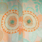 Off White With Green Pink Floral Print Chinnon Fabric VF-30663