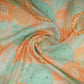 Off White With Green Pink Floral Print Chinnon Fabric VF-30663