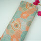 Off White With Green Pink Floral Print Chinnon Fabric VF-30663