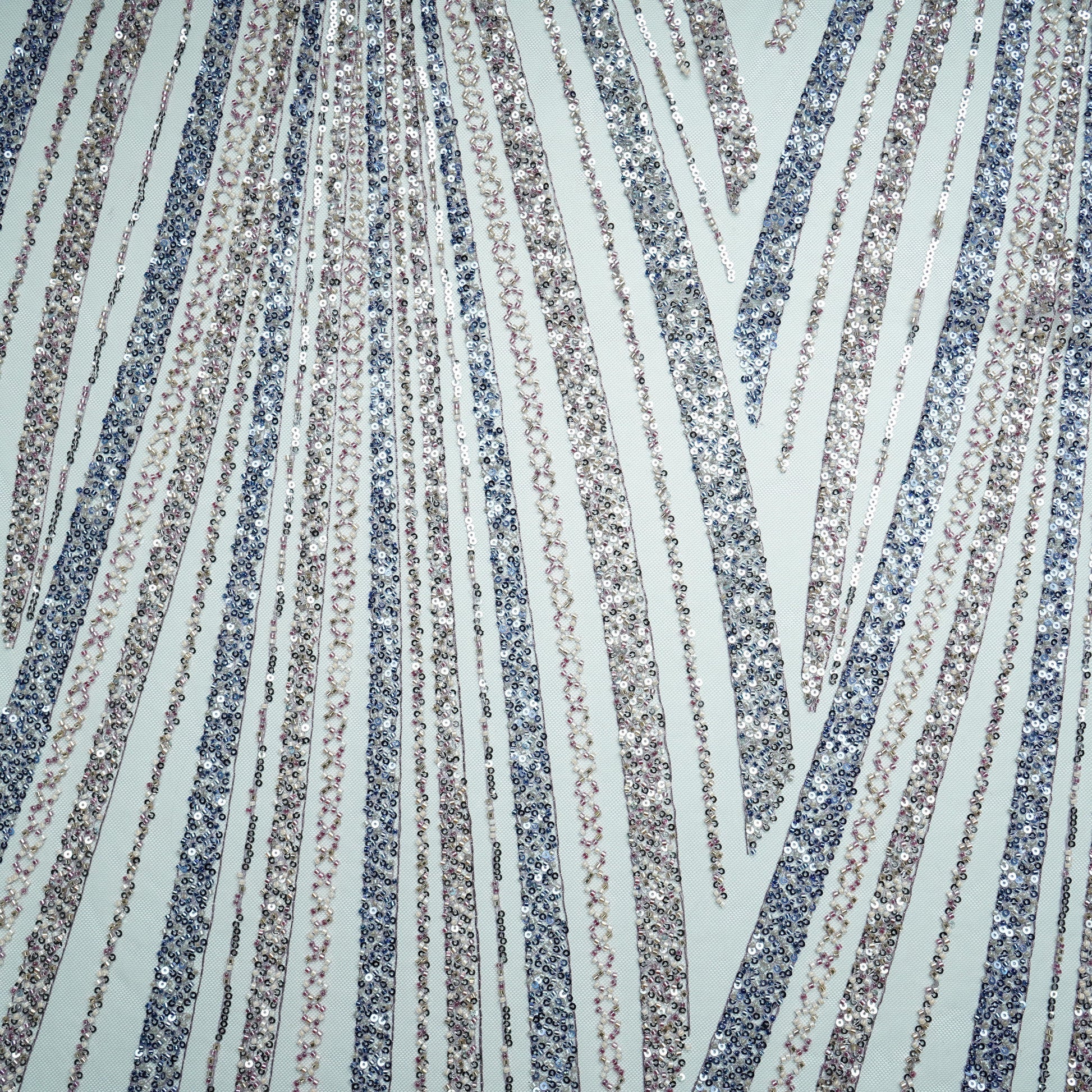 Purple Pearl Heavy Sequins Embroidery Net Fabric 15011