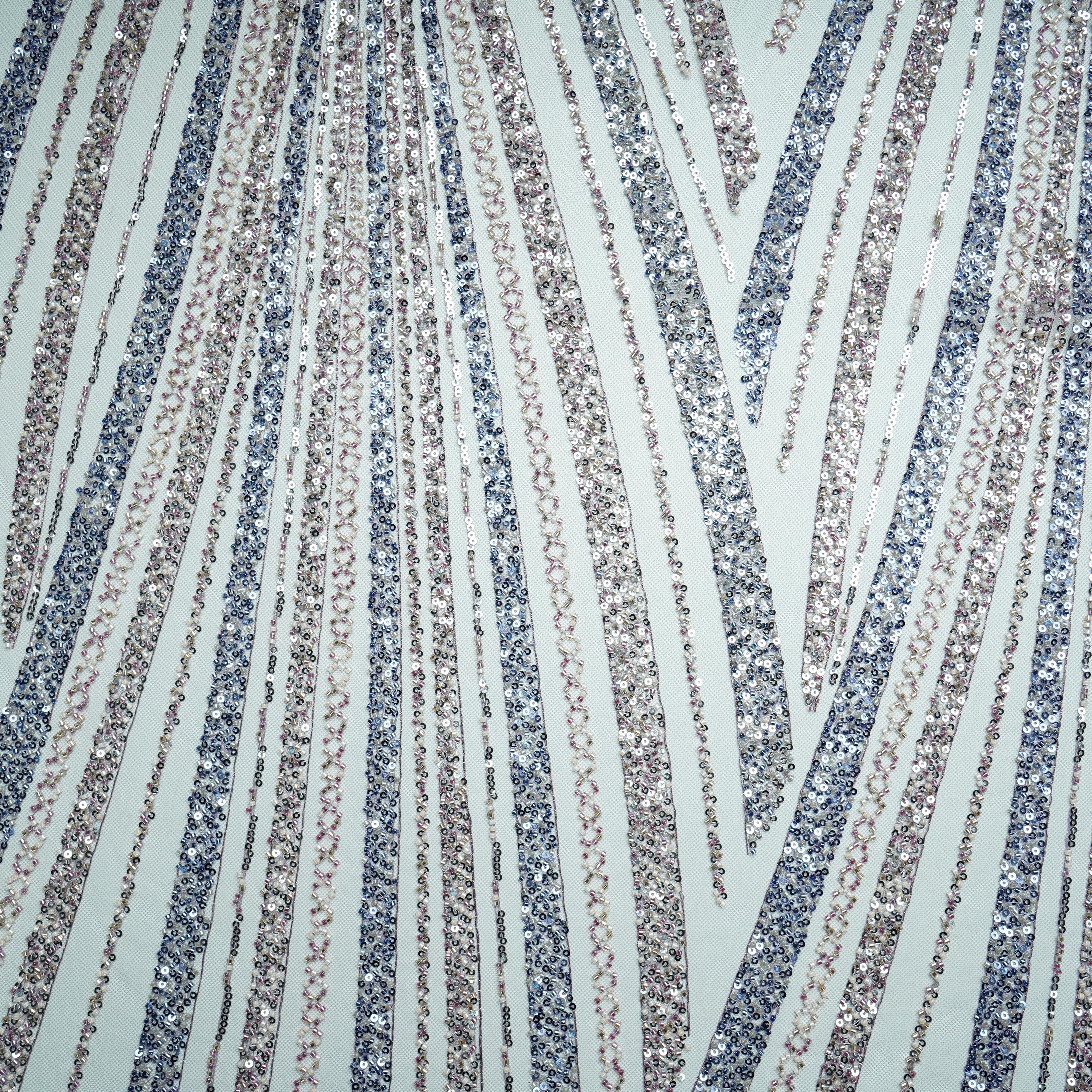 Purple Pearl Heavy Sequins Embroidery Net Fabric 15011