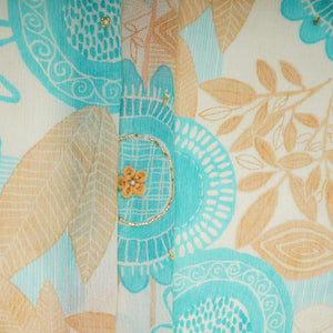 Blue & Beige Floral Hand Embroidery Chinnon Fabric VF-30659 - TradeUNO
