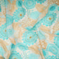 Blue & Beige Floral Hand Embroidery Chinnon Fabric VF-30659