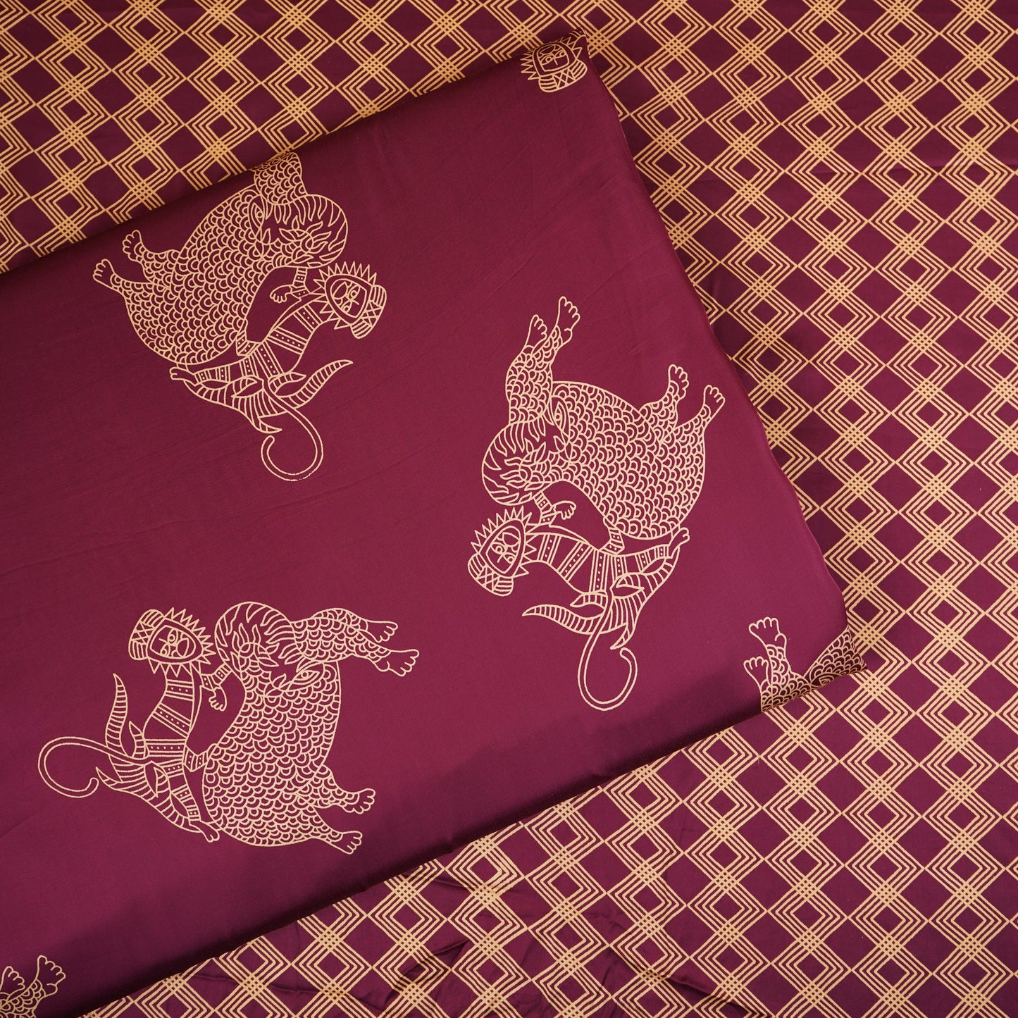 Wine Gond art Print Modal Satin SN-29519