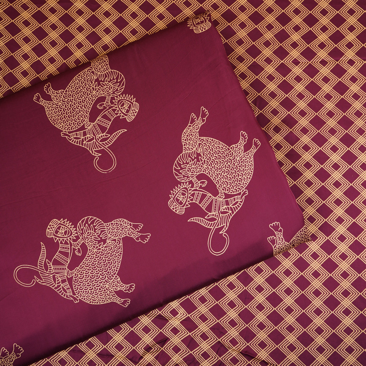Wine Gond art Print Modal Satin SN-29519 - TradeUNO