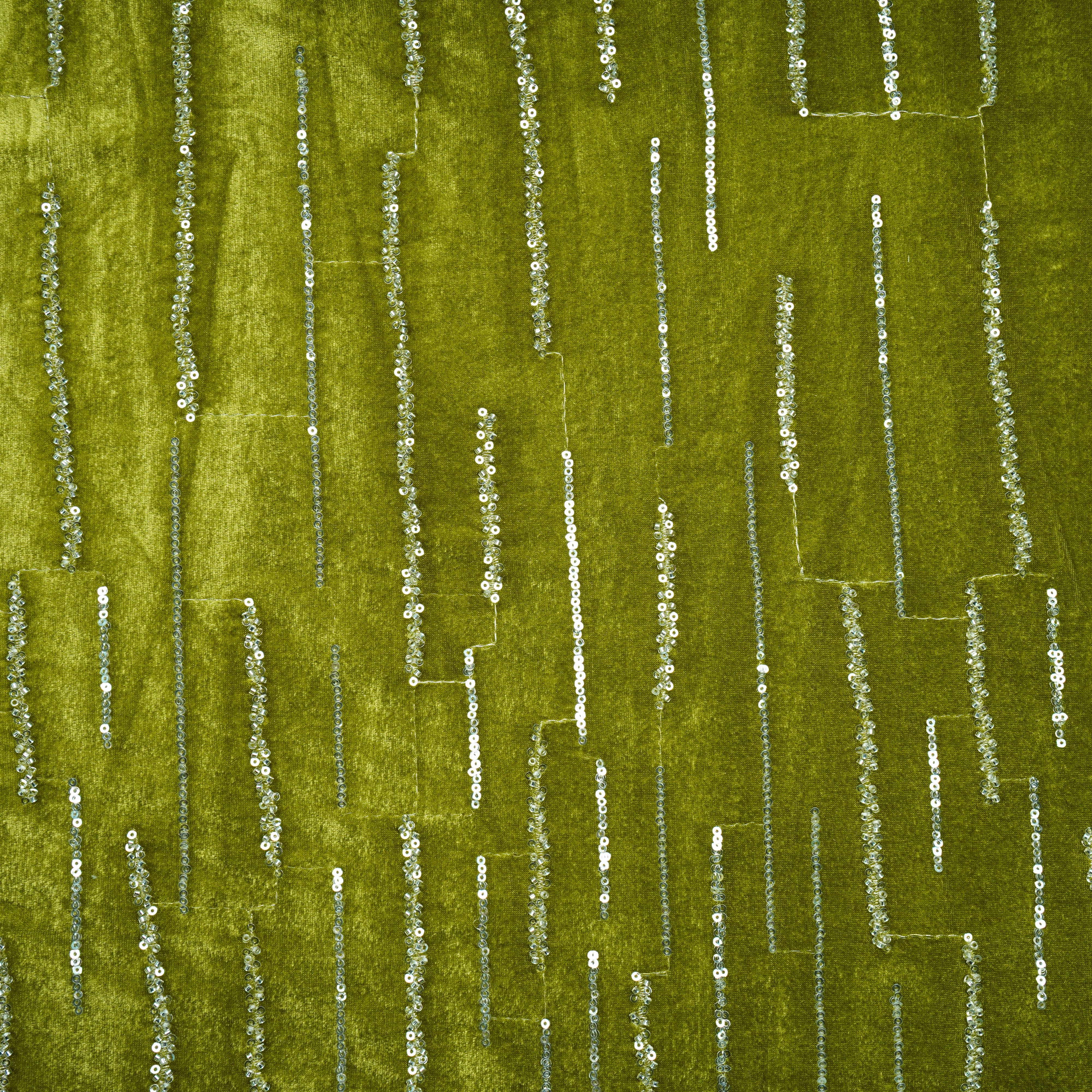 Green Cutdana Embroidery Velvet Fabric 20884