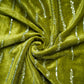 Green Cutdana Embroidery Velvet Fabric 20884