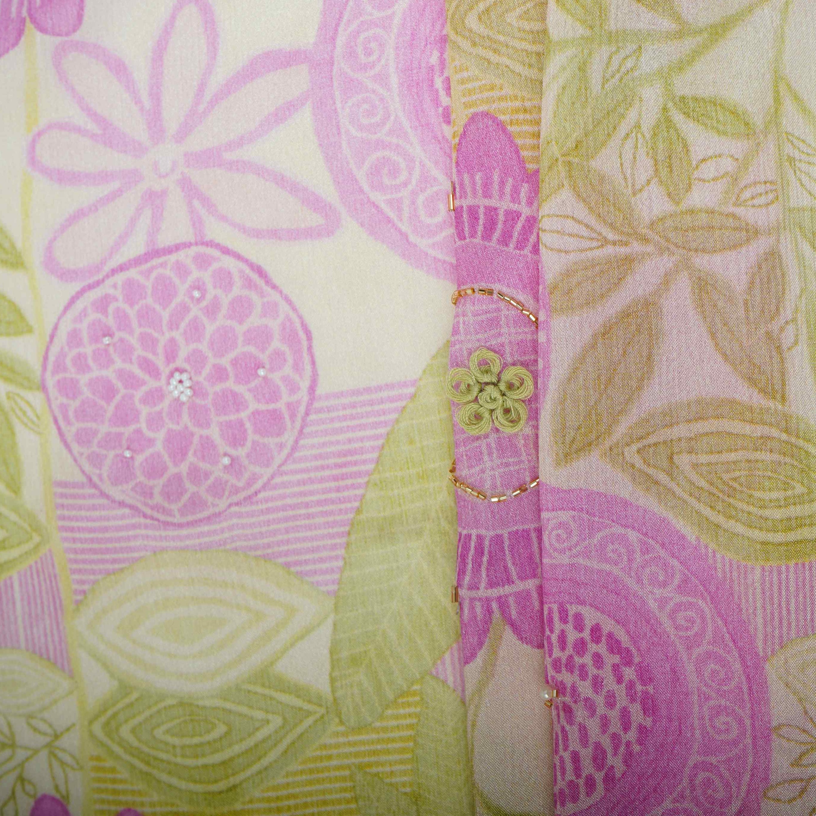 Off White With Lavender Floral Print Chinnon Fabric VF-30662 - TradeUNO