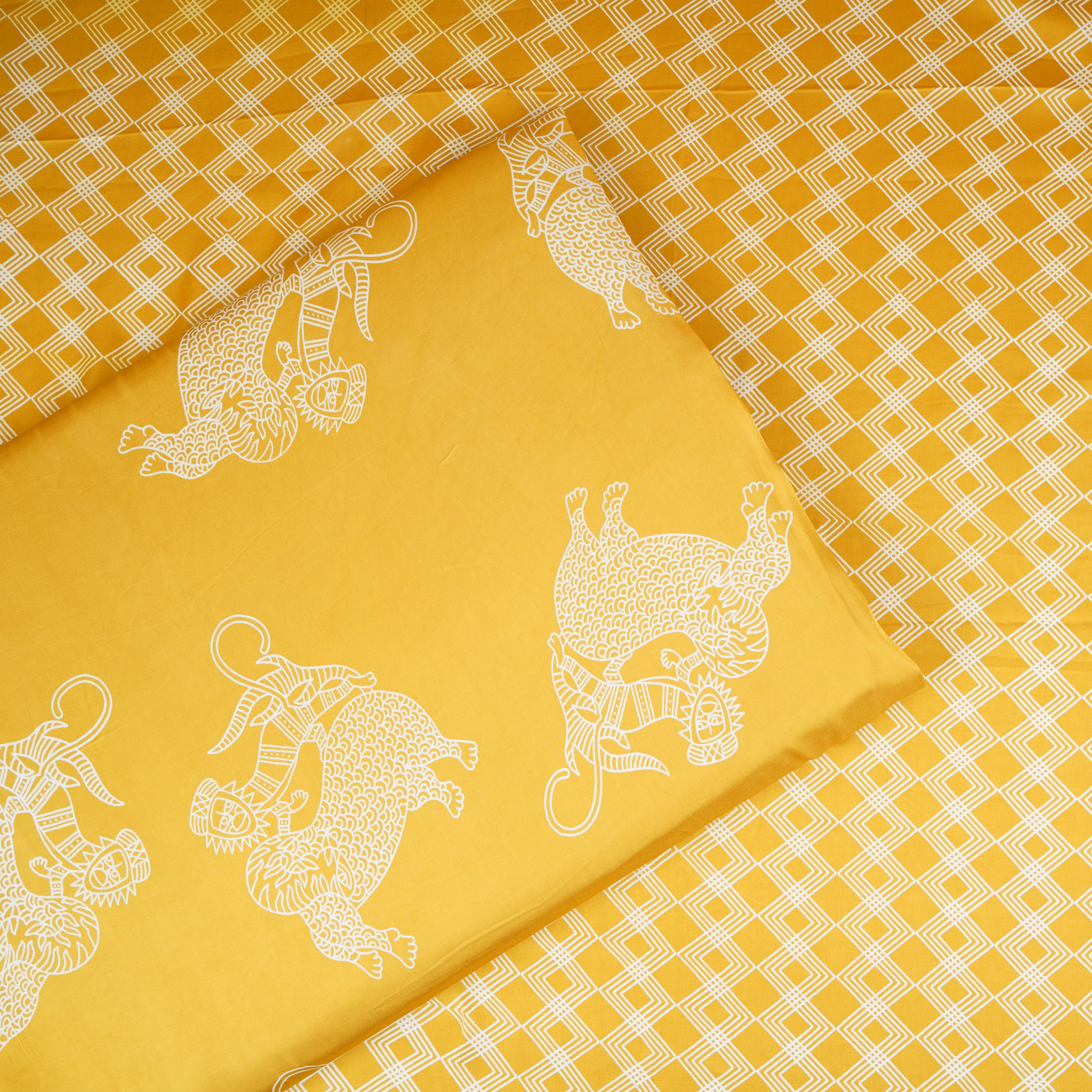 Mustard Gond art Print Modal Satin SN-29518 - TradeUNO