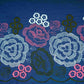 Blue With Pink Floral Embroidery Denim Fabric TF-30600