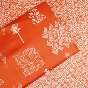Orange Bagru Print Modal Satin SN-29498 - TradeUNO