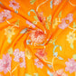 Mustard Yellow floral embroidery Mul Chanderi Fabric GTS-31131
