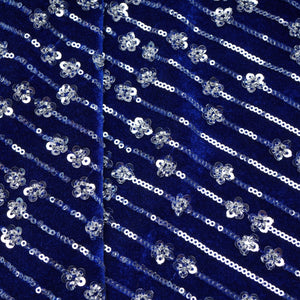 Blue Cutdana Sequins Embroidery Velvet Fabric 20880