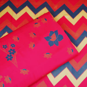 Magenta Pink Floral Print Modal Satin SN-29526 - TradeUNO