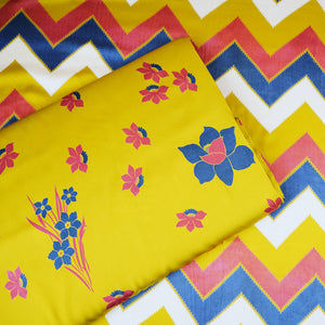 Mustard Floral Print Modal Satin SN-29527 - TradeUNO