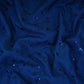 Blue Cutdana Embroidery Denim Fabric TF-30599