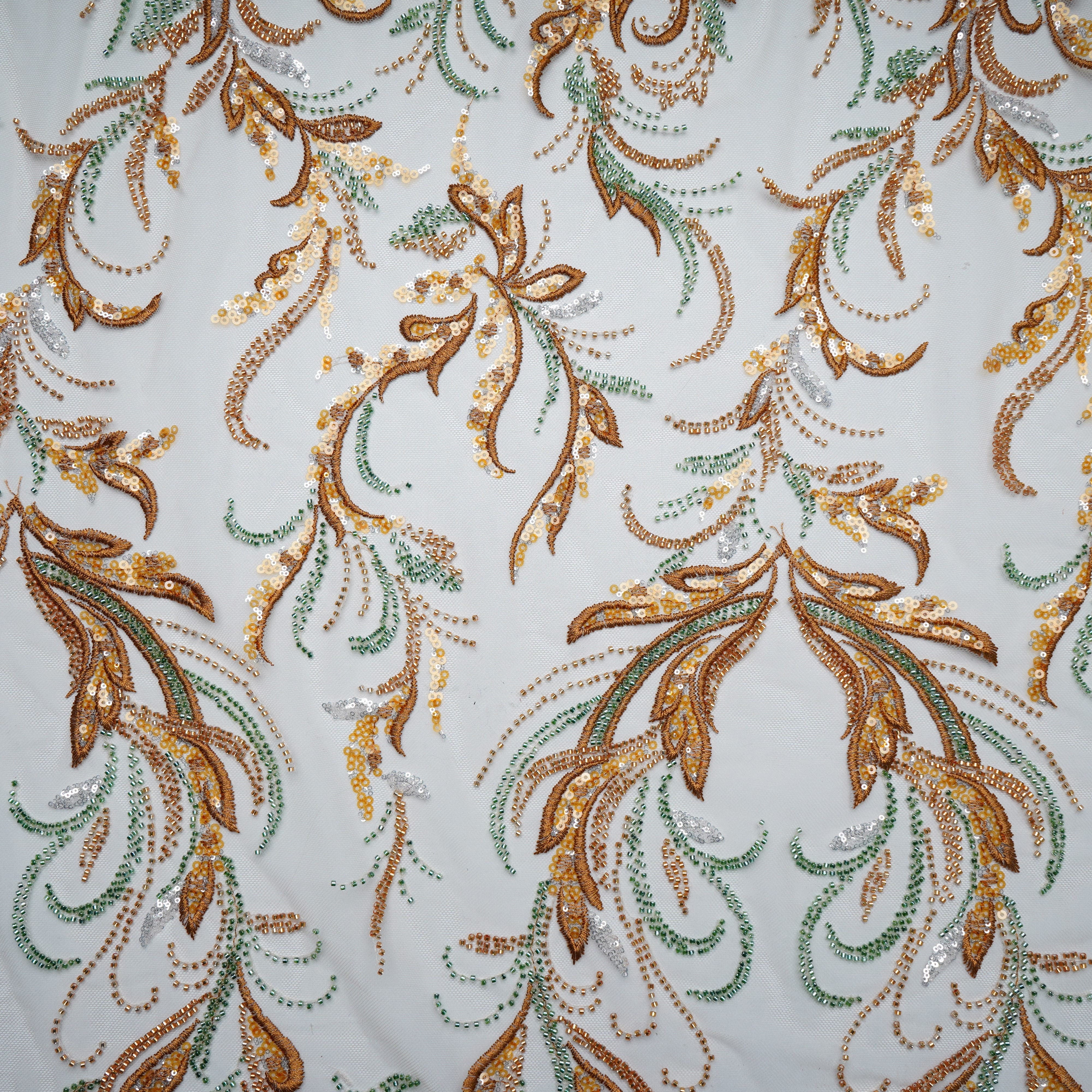 Cream Cut Dana Thread Embroidery Net Fabric 15067