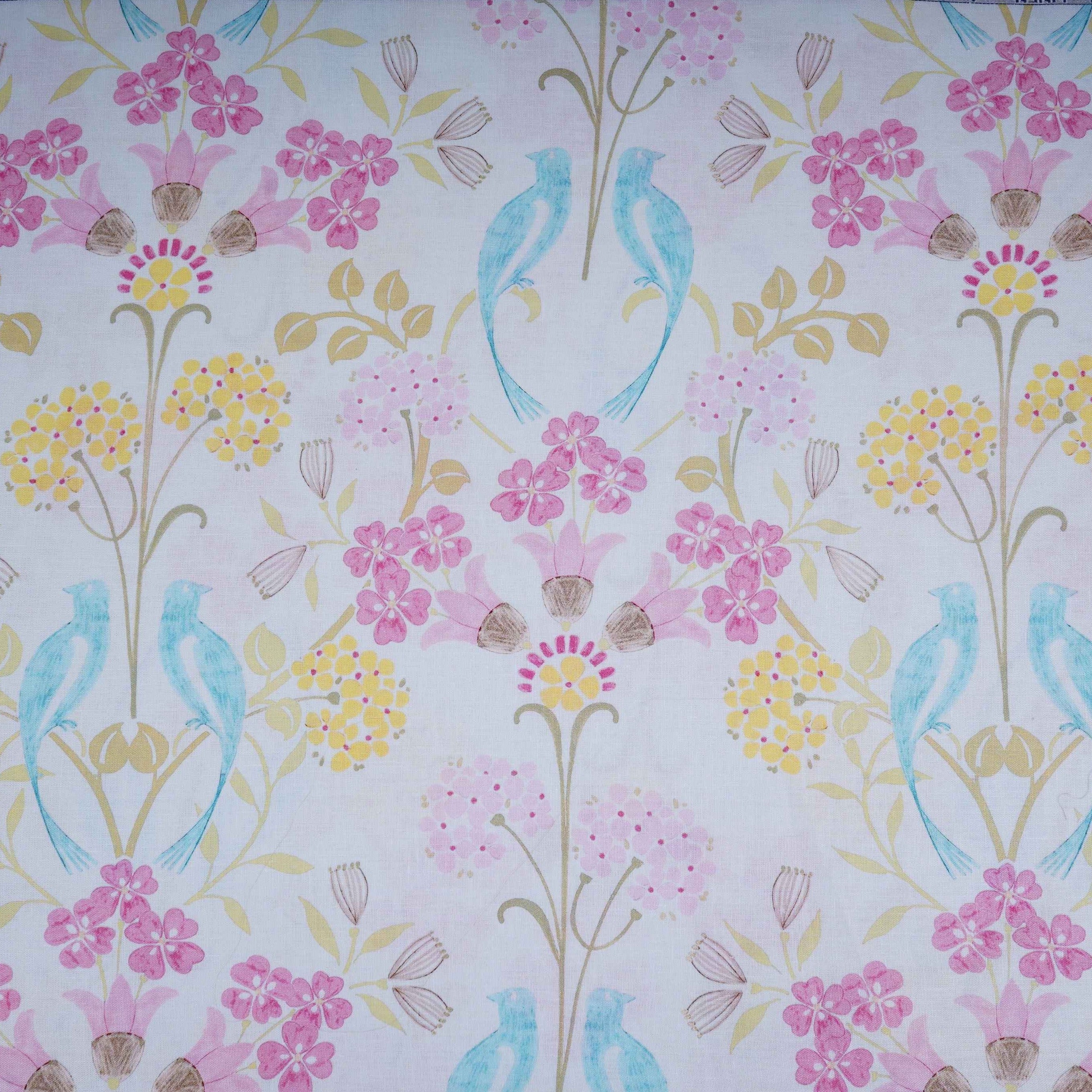 Sage Green Tropical Floral print 40s Pure Linen Fabric VF-31352 - TradeUNO
