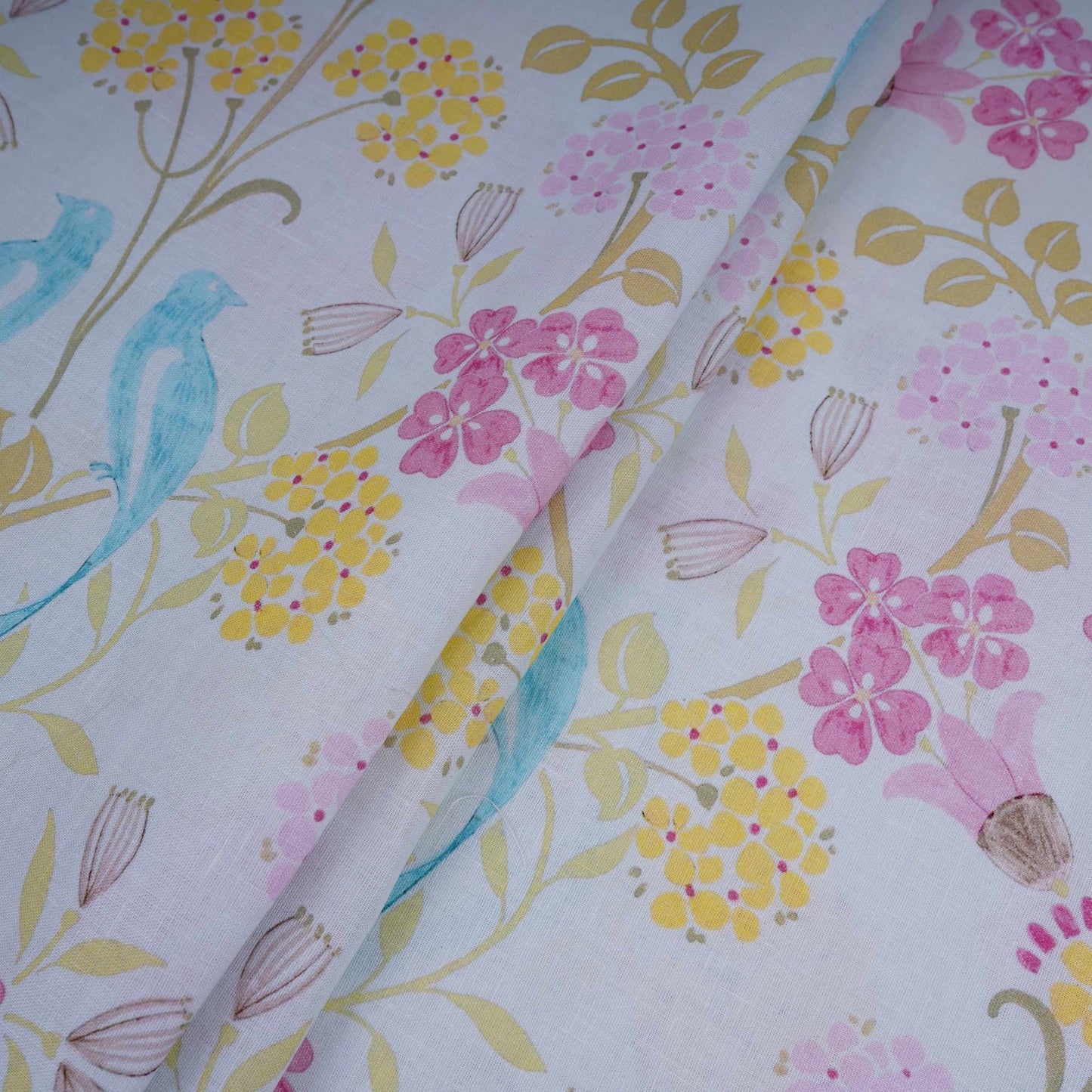 Sage Green Tropical Floral print 40s Pure Linen Fabric VF-31352