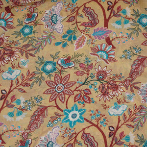 Olive Green with Multicolor Kalamkari print Pure Linen Fabric GTS-31330 - TradeUNO
