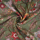 Mehendi Green with Multicolor Kalamkari print Pure Linen Fabric GTS-31331