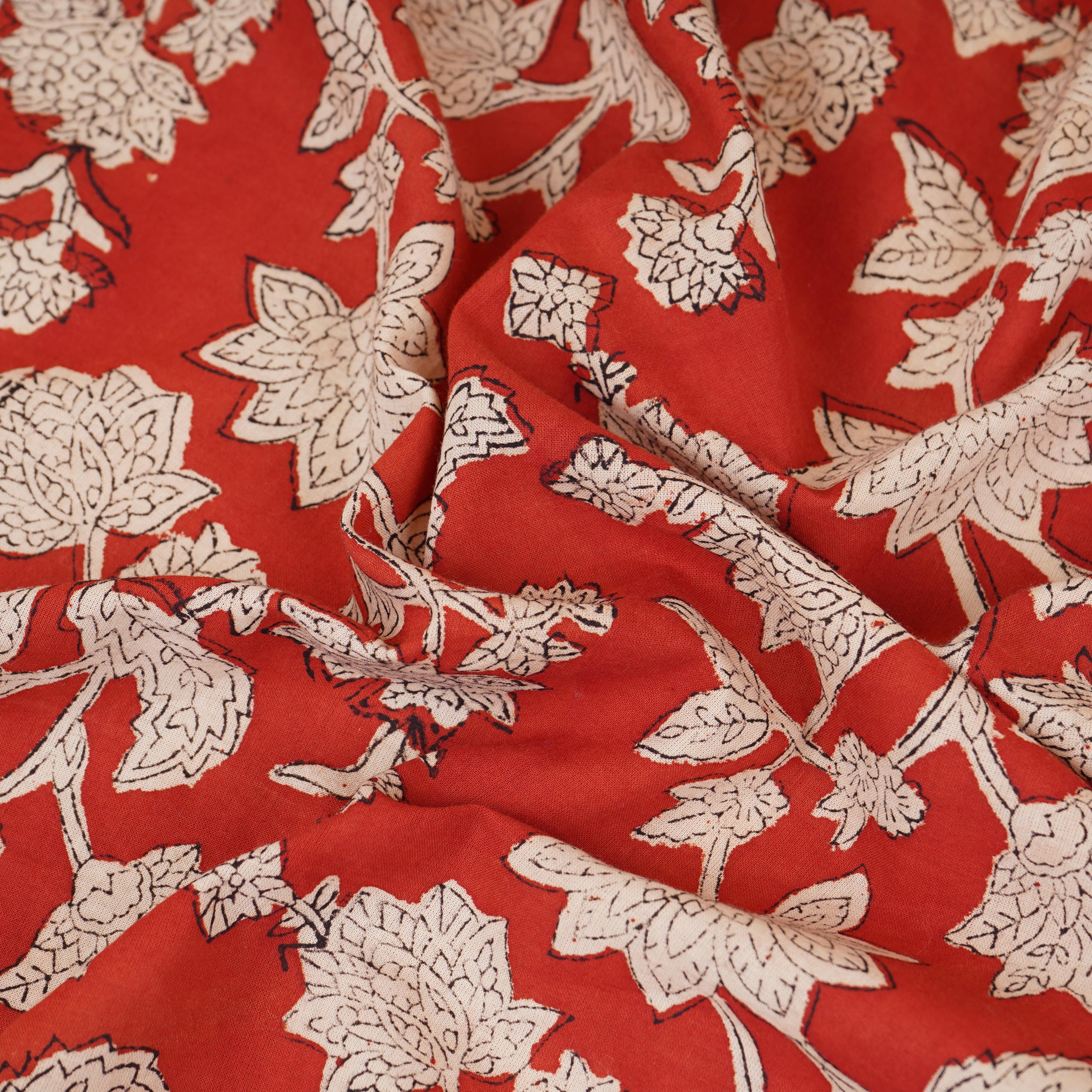 Red Floral Print Cotton Fabric AFI-29596 - TradeUNO