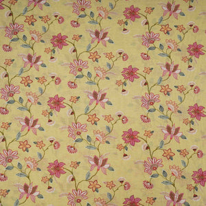 Pista Green floral print Pure Linen Fabric GTS-31335 - TradeUNO