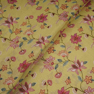 Pista Green floral print Pure Linen Fabric GTS-31335 - TradeUNO
