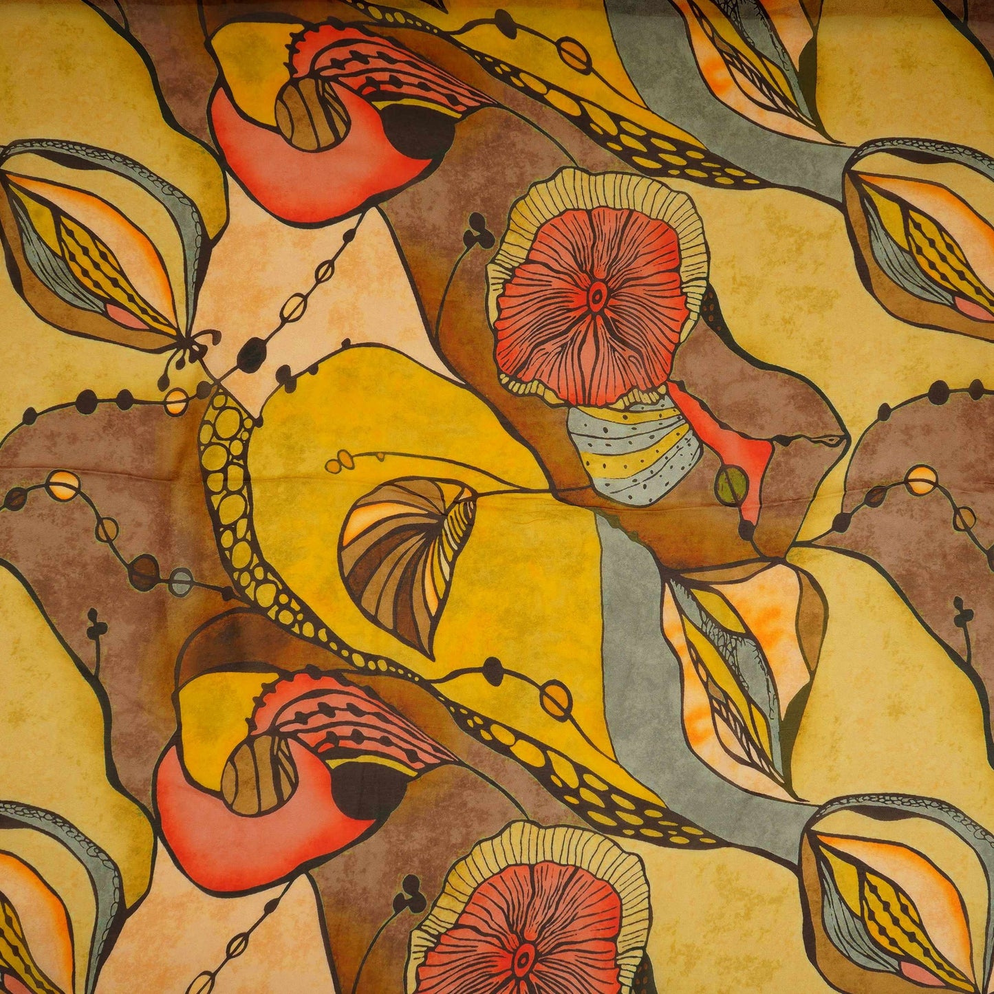 Mustard Yellow floral print Pure Georgette Fabric MTFG-31051
