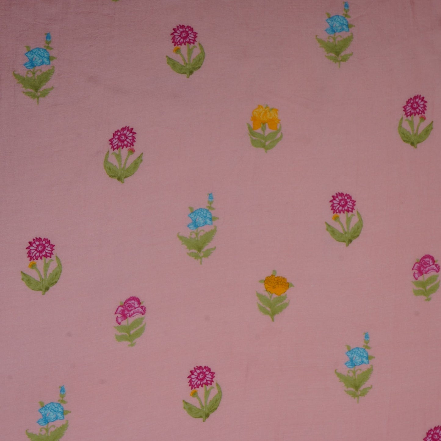 Pink Floral Print Muslin Fabric GTS-30934