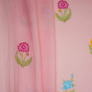 Pink Floral Print Muslin Fabric GTS-30934 - TradeUNO