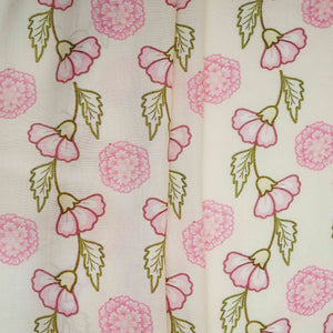 Ivory Floral Print Muslin Fabric GTS-30951 - TradeUNO