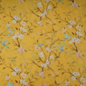 Yellow floral print Pure Linen Fabric GTS-31339 - TradeUNO