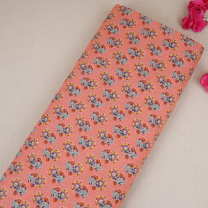 Peach Floral Print Cotton Fabric AFI-29562 - TradeUNO