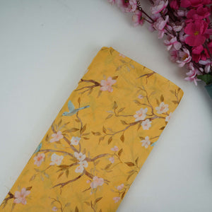 Yellow floral print Pure Linen Fabric GTS-31339 - TradeUNO