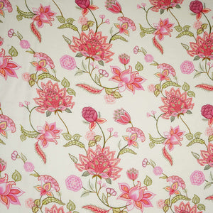Ivory Mughal Floral Print Muslin Fabric GTS-30950 - TradeUNO