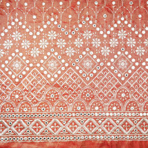 Orange Thread Sequins Embroidery Tissue Organza Fabric 21044