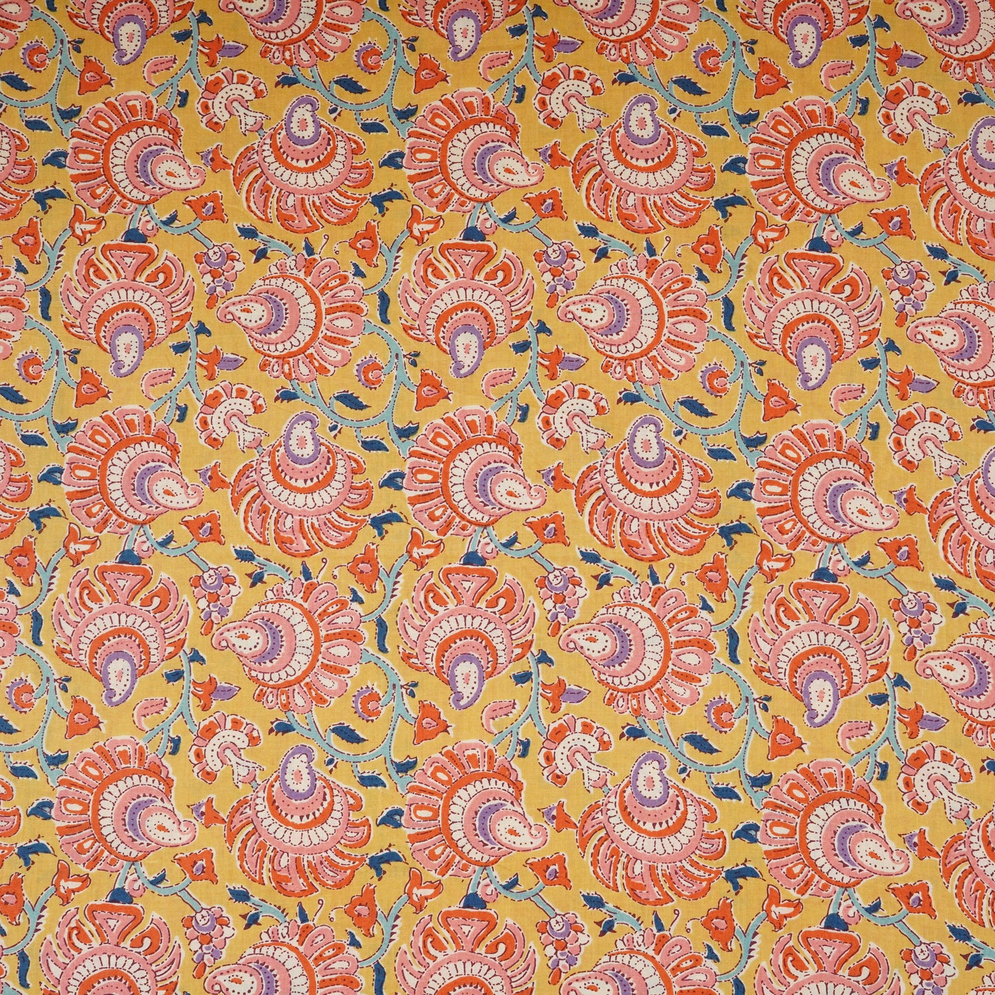 Yellow floral print Cotton Fabric AFI-29559