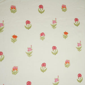 Cream Floral Print Muslin Fabric GTS-30938 - TradeUNO